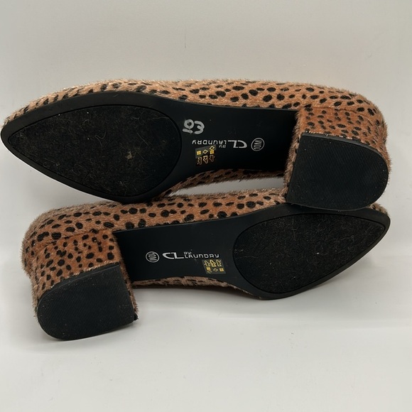 CL by Laundry Leopard Faux Mohair Classic Pump Block Heels Size 10M - Picture 9 of 11